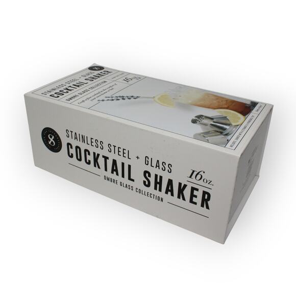 NEW Cocktail Shaker 16 oz Orange Ombre Glass StainlessSteel Gift - Picture 4 of 12